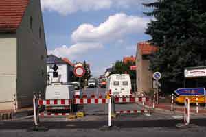 Die Baustelle an der Kreuzung Nossener / Wielandstraße